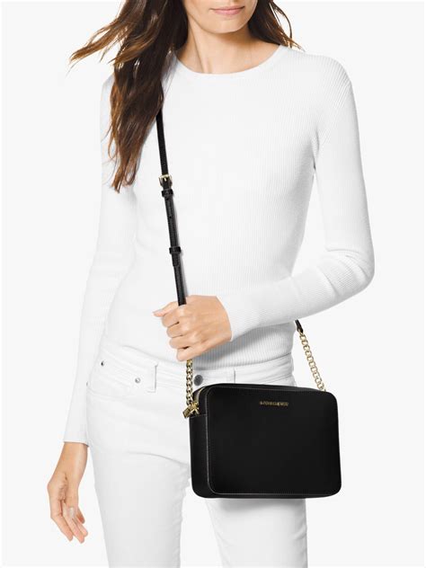 k michael kors jet set large crossbody|Michael Kors saffiano bag black.